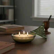 Candlelight Embossed Tagine Glass Candle - Green