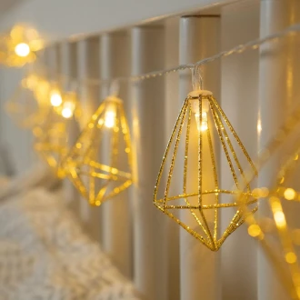 Candlelight 10 Diamond Shape Fairy Lights , Gold