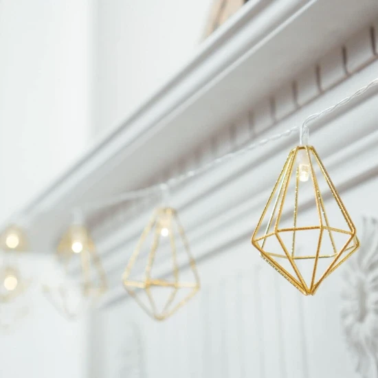 Candlelight 10 Diamond Shape Fairy Lights , Gold