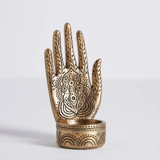 Dunelm Buddha Hand Tealight Holder, Gold