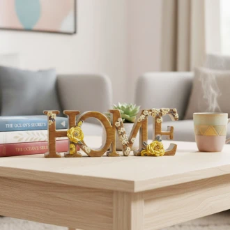 Dunelm Home Word Ornament Decorated With Yellow 3D Flowers