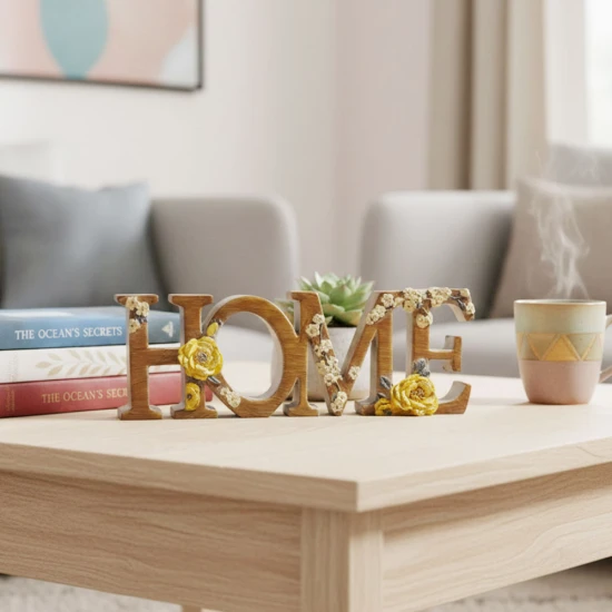 Dunelm Home Word Ornament Decorated With Yellow 3D Flowers