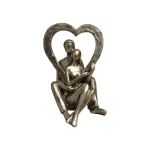 Candlelight Resin Couple Sat Down Holding Heart Ornament - Bronze