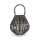 Candlelight Wood and Metal Slatted Lantern With Handle Matt Black, 24x24x23cm