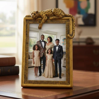 Candlelight Big Cat Photo Frame, Gold, 19.5cm