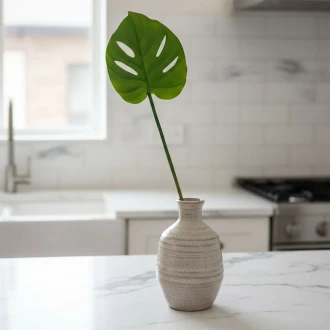 Candlelight Single Monstera Leaf Tropical Green , Green 70CM Approx 