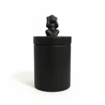 Dunelm Ceramic Storage Jar With Monkey Lid (Hear No Evil Monkey Canister), Matt Black, 17cm