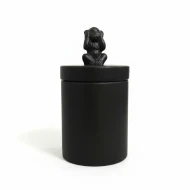 Dunelm Ceramic Storage Jar With Monkey Lid (Hear No Evil Monkey Canister), Matte Black, 17cm