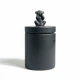 Dunelm Ceramic Storage Jar With Monkey Lid (See No Evil Monkey Canister), Matte Black, 17cm