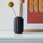 Dunelm 14CM Ceramic Satin Finish Fluted Black Vase