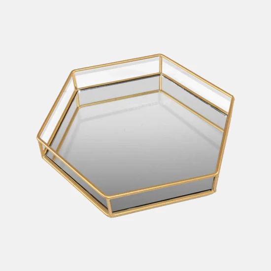 Candlelight Hexagonal Tray - Gold