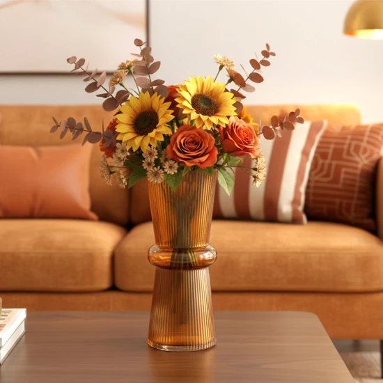 Dunelm Tall Glass Vase 24Cm Approx - Amber