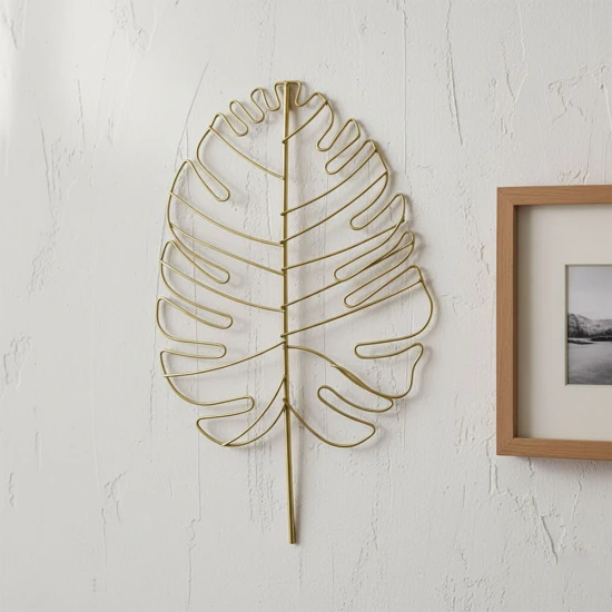 Candlelight Wire Leaf Wall Art ,Gold, 40x25CM 