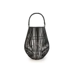 Candlelight Slatted Lantern With Handle, Matt Black, 34cm
