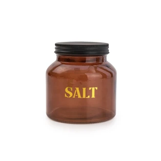 Candlelight Vintage Amber Glass Storage Jar ,Salt