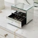 Candlelight 2 Draw sparkle Glass Jewellery Box, Silver, 12x16 CM