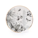 Candlelight Trinket Dish Sunset Skies With Gold Rim , Grey/Gold