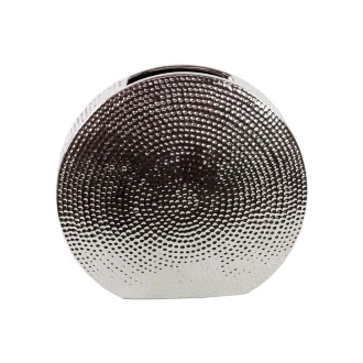 Dunelm 35CM Round Vase Electroplated Silver