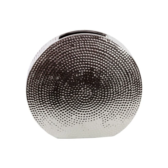 Dunelm 35CM Round Vase Electroplated Silver