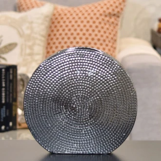 Dunelm 35CM Round Vase Electroplated Silver