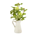 Candlelight Ceramic Jug With Vibernam Stems, Green