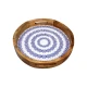 Candlelight 30Cm Round Tray Mango Wood/Enamel  - Blue Dashes