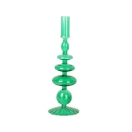 Dunelm  27.5Cm Glass Taper Candle Holder Emerald Green - Green