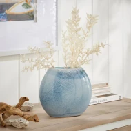 Dunelm 20Cm Flat Vase Reactive Glaze , Blue