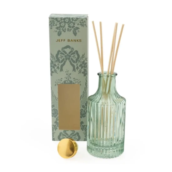 Candlelight Ridged Glass Reed Diffuser Ether- 10% Woods Age and Sea Salt Scent ,150ml