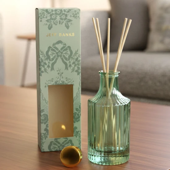Candlelight Ridged Glass Reed Diffuser Ether- 10% Woods Age and Sea Salt Scent ,150ml