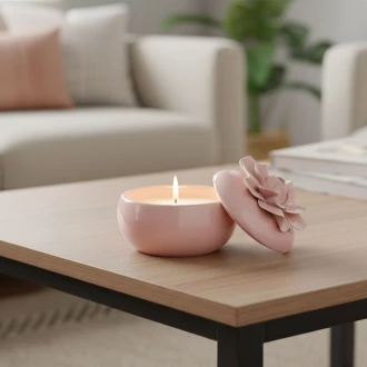 Candlelight Jeff Banks Ceramic Flower Candle Pot - Blush