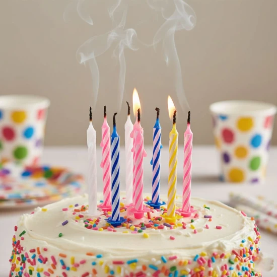 Candlelight 24 Party Candles With Holders, Multi Coloured