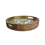Candlelight Round Tray Mango Wood Lemon