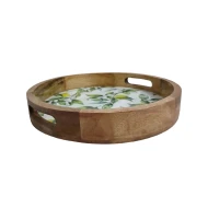 Candlelight Round Tray Mango Wood Lemon