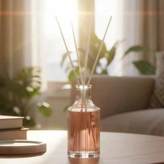 CandleLight 150ML Ridged Diffuser Pink With 10% Pink Petals Scent 