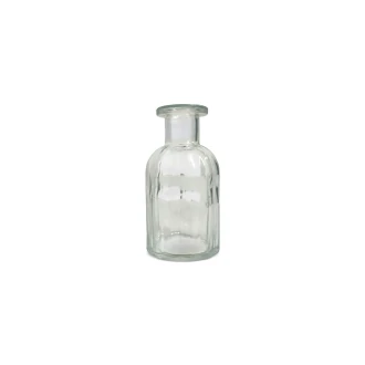 Candlelight Ribbed Glass Bottle Vase Clear, 10.5 CM