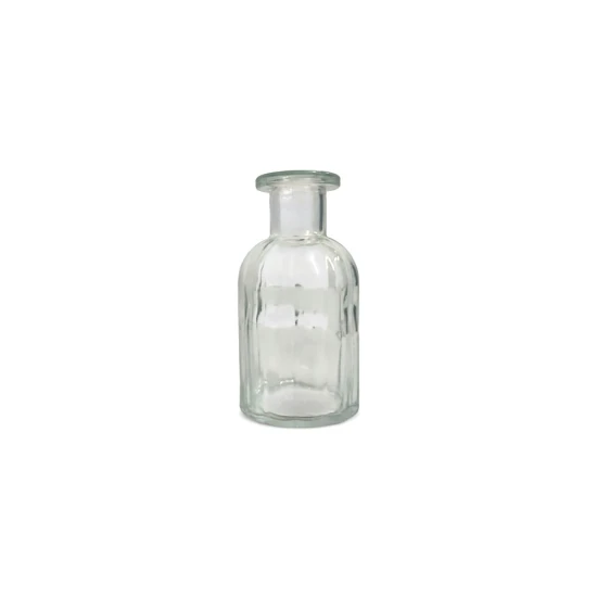Candlelight Ribbed Glass Bottle Vase Clear, 10.5 CM