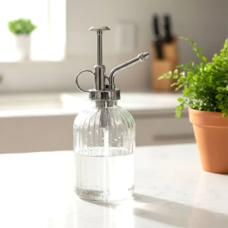 Candlelight Ribbed Glass Plant Mister - Clear