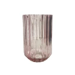 Candlelight 20CM Ridged Glass Vase Pink 