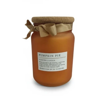 Candlelight Large Frosted Candle With Cork Lid , Pumpkin Pie Scent