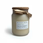 Candlelight Large Frosted Candle With Cork Lid, Winter Spice Scent