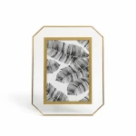 Candlelight Modern Photo Frame with Monochrome Banana Leaf Art
