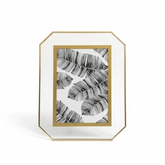 Candlelight Modern Photo Frame with Monochrome Banana Leaf Art