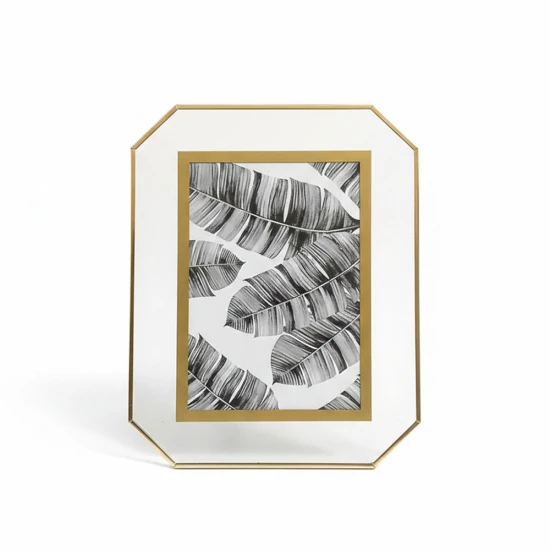 Candlelight Modern Photo Frame with Monochrome Banana Leaf Art