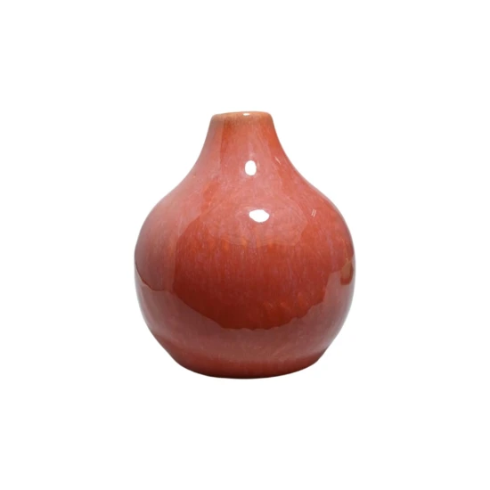 Candlelight 11cm Red Glazed Ceramic Vase