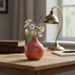 Candlelight 11cm Red Glazed Ceramic Vase