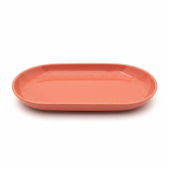 Candlelight Pink Ceramic Oval Shaped Serving Platter