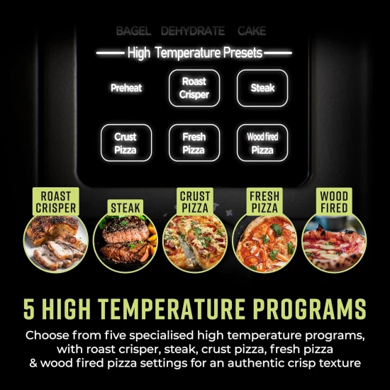 Shop quality Tower Elite Pizza Oven with 5 High Temperature Programs, 15 Cooking Functions, Turbo Crisper, 400C,18L, 2000W, Grey & Chrome in Kenya from vituzote.com Shop in-store or online and get countrywide delivery!