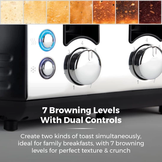 Tower Ash 4-Slice Toaster with Dual Controls, Defrost/Reheat/Cancel, 1850W, Black & Chrome, T20081BLK Shop quality Tower Ash 4-Slice Toaster with Dual Controls, Defrost/Reheat/Cancel, 1850W, Black & Chrome in Kenya from vituzote.com Shop in-store or online and get countrywide delivery!