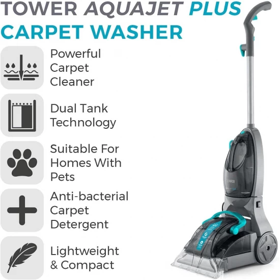 Tower Aquajetplus Carpet Washer with Allergen Removal and 250ml Cleaning Solution, Blue and Grey, T548002 Shop quality Tower Aquajetplus Carpet Washer with Allergen Removal and 250ml Cleaning Solution, Blue and Grey in Kenya from vituzote.com Shop in-store or online and get countrywide delivery!